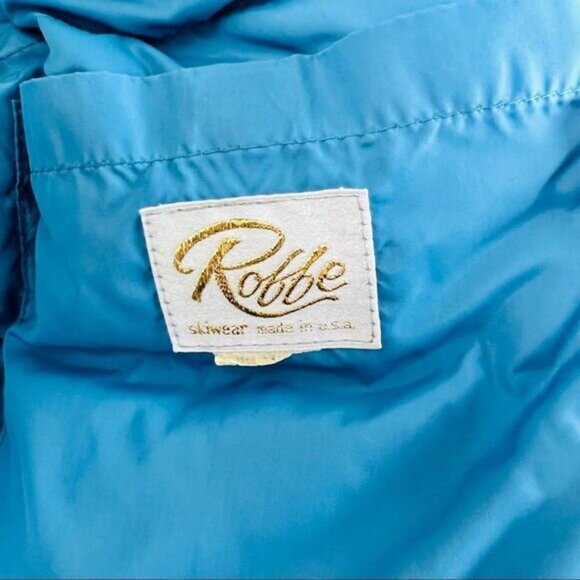 Vintage 70s Robbe Skiwear Apres Ski Outerwear Down Puffer Jacket Blue M - Picture 15 of 16